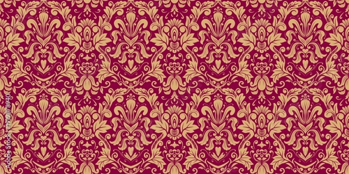 Damask Nature Pattern Background Illustration For Cover, Banner, Notes. Aesthetic Background. Damask Pattern Background. Seamless background.