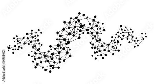 Abstract network of interconnected dots and lines forming a complex, flowing structure.