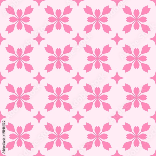 seamless pattern with pink flowers, Pink Floral Geometric Seamless Pattern