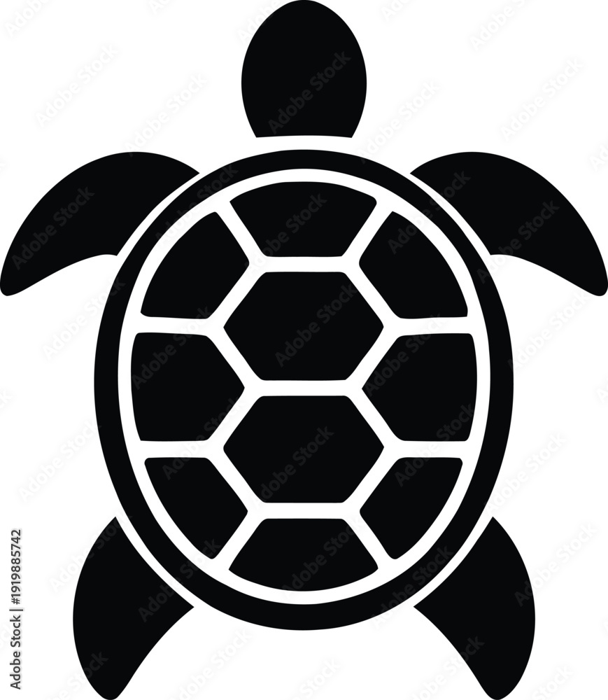 Obraz premium Cute black turtle logo with simple rounded shapes and friendly smile. Minimal and playful design perfect for kids brands, education themes, eco projects, and nature-related businesses.