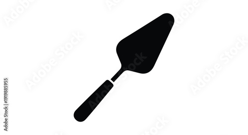 A minimalist black silhouette of a cake server or spatula against a stark white background high quality professional