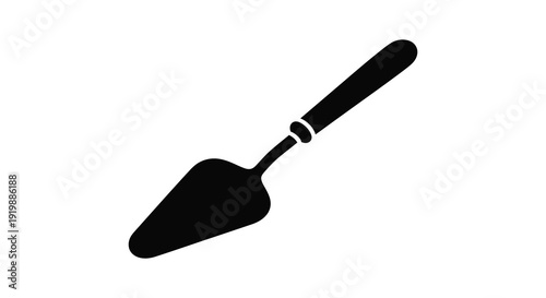 A simple black silhouette depicts a palette knife a tool commonly used for mixing and applying paint