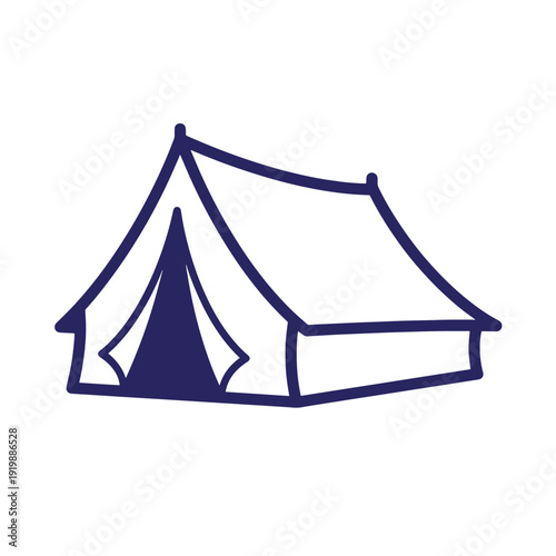 Simple illustration of a camping tent in a minimalist style for outdoor and travel concepts