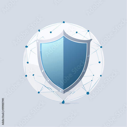 Global Cybersecurity Shield and Digital Network Protection Icon Representing Secure Data and Information Systems