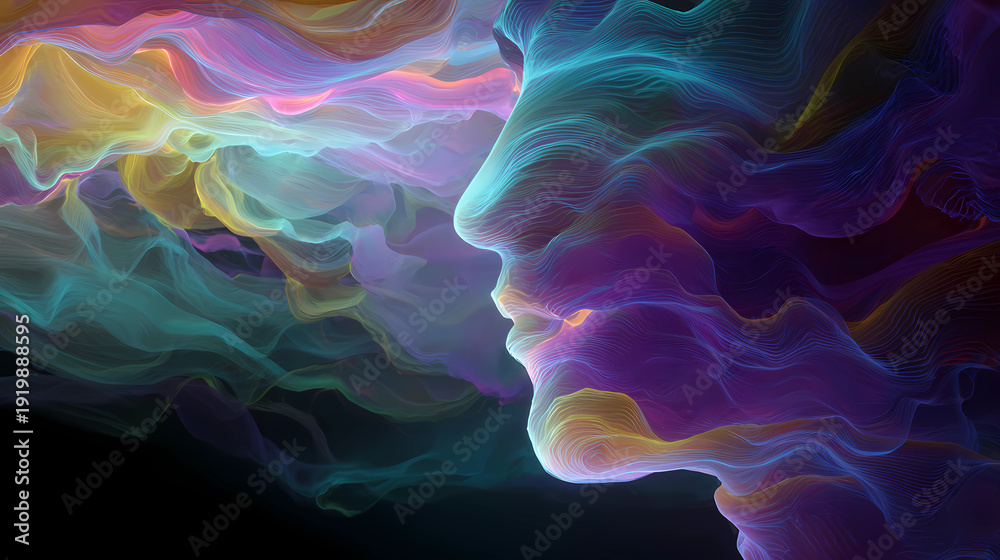 Obraz premium Abstract visualization of vibrant energy waves pulsating through a conceptual physiological interior, Generative AI illustrations.