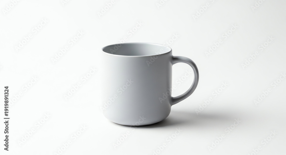 Fototapeta premium Plain White Ceramic Mug with Handle on a White Background.