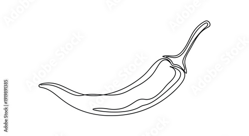 Foto Single continuous line drawing of a spicy red chili pepper.