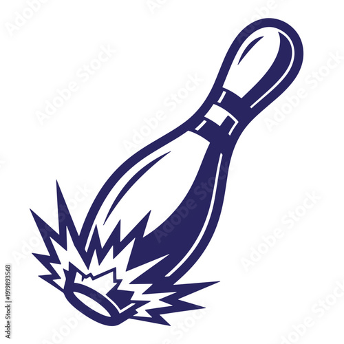 exploding bowling pin with dynamic motion lines and abstract burst