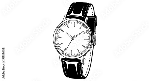 black watch with leather strap