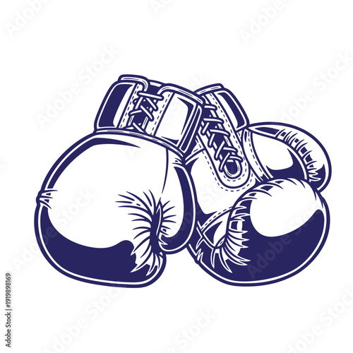 pair of blue boxing gloves on white background  sports equipment for boxing and fighting
