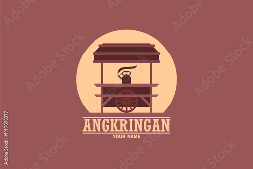 Vector Illustration for Angkringan food stall logo. Angkringan is a traditional food stall in Indonesia. Suitable for angkringan food stall and cafe.