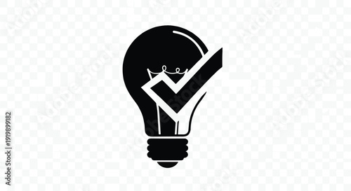 Bright idea confirmed with a clear checkmark inside a lightbulb icon