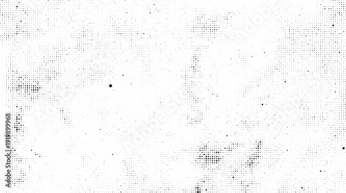 Abstract halftone background with scattered dots and noise, irregular pattern, grunge texture, digital art overlay, distressed effect