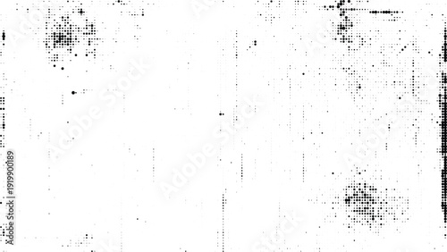 Distressed grunge halftone pattern overlay textured background black dots on transparent checkered grid empty space