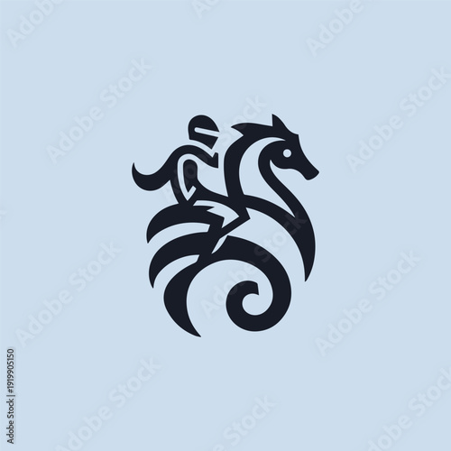 Knight Riding Seahorse Logo