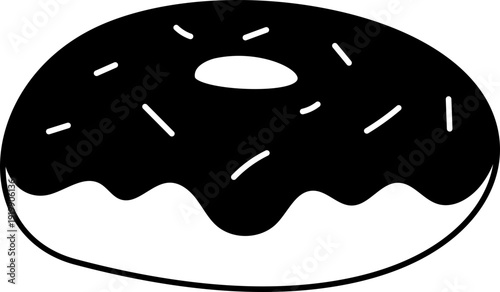 Minimalist Line Art Chocolate Glazed Donut Doodle