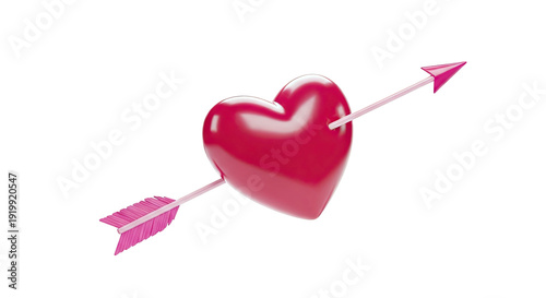 Red Heart Pierced by Cupid's Arrow