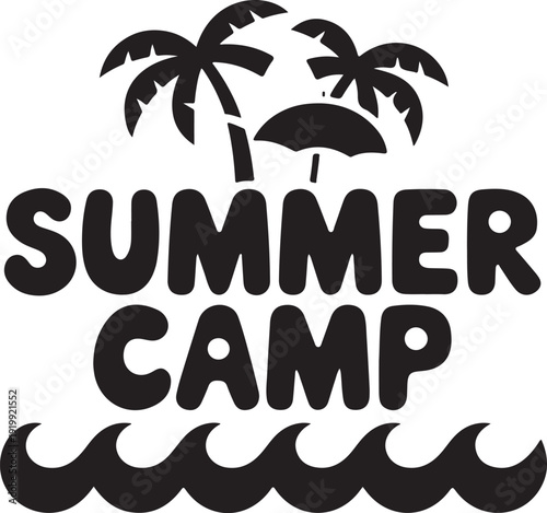 Summer camp tropical beach vector design
