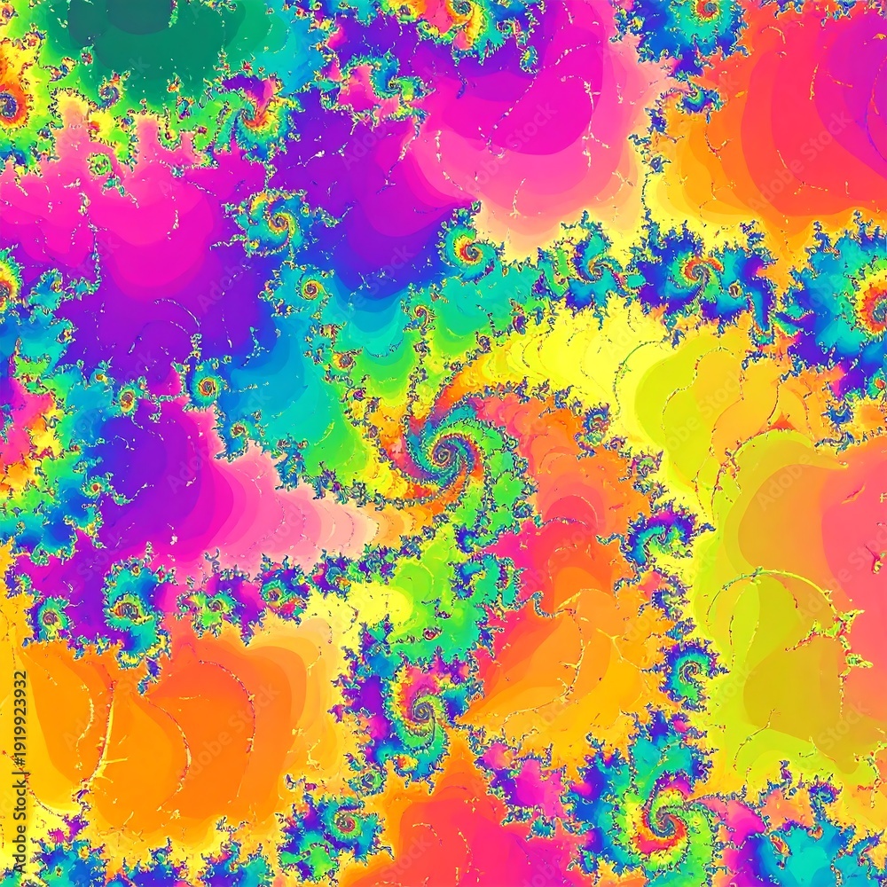 Obraz premium A vibrant fractal spiral with colorful patterns and swirling shapes