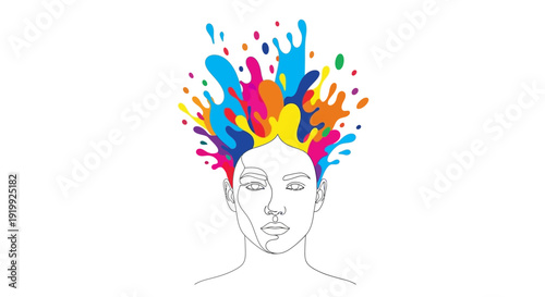 Vibrant creative mind exploding with colorful ideas and inspiration