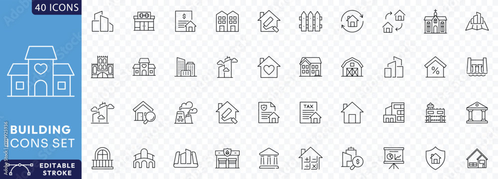 Фотография Building Line Icons set