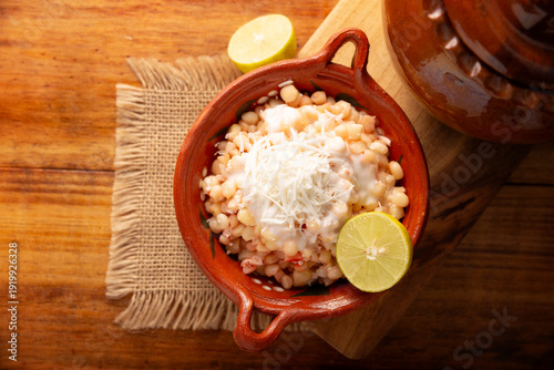 Wallpaper Mural Esquites. Corn kernels cooked and served with mayo, sour cream, lemon and chili powder, very popular street food in Mexico, also known as Elote en Vaso. The recipe varies depending on the region. Torontodigital.ca