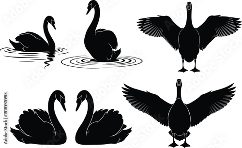 Large vector silhouette collection of diverse business professionals and casual people including men in suits women in office wear and person in a wheelchair.