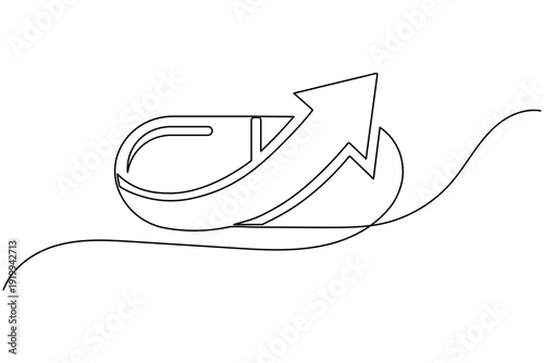 Medicine Pill with Growth Arrow Continuous One Line Art High Quality Medical Care Concept