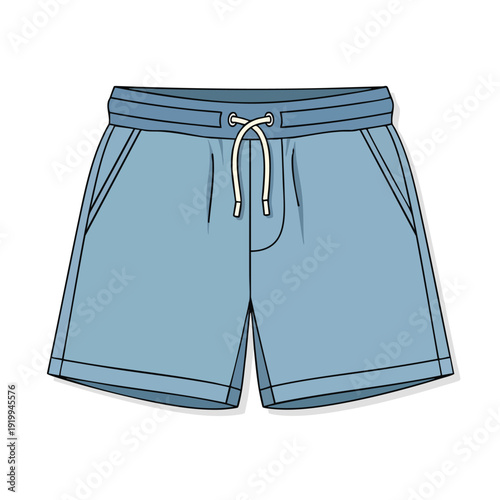Casual Light Blue Drawstring Shorts for Men and Women