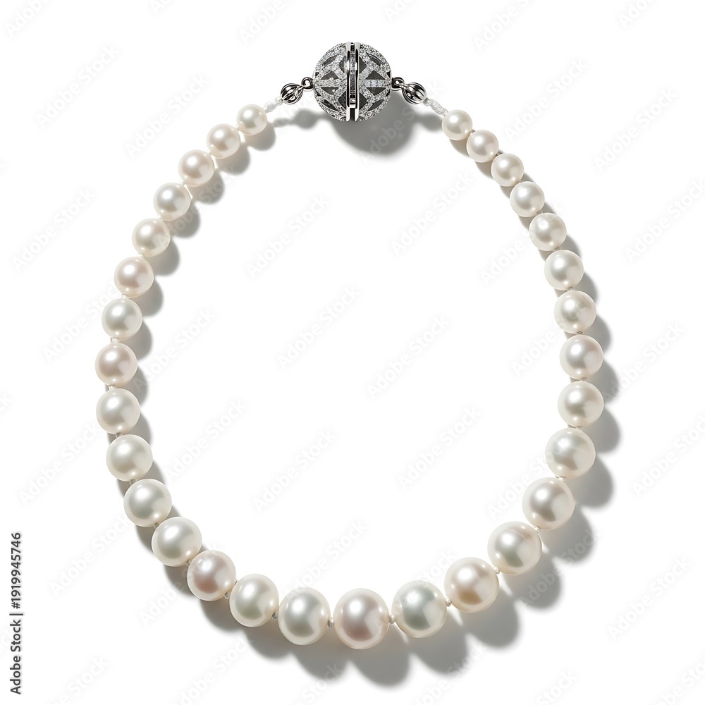 Fototapeta premium Elegant pearl bracelet with intricate silver clasp and delicate beads