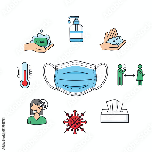Clean Hands Face Mask and Hygiene Supplies for Health and Safety