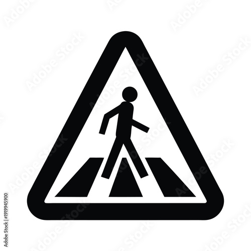 Pedestrian Crossing Inside Triangle Sign Icon Vector Illustration