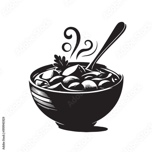 Black Kimchi Silhouette Vector, High Quality Illustration on White Background