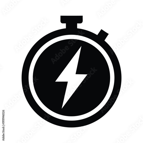 Stopwatch With Lightning Bolt Icon Vector Illustration