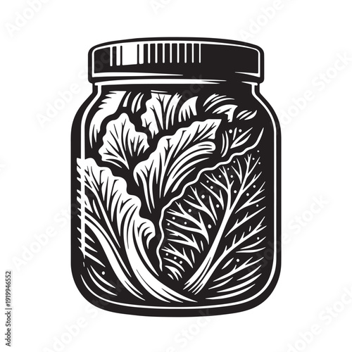 Black Kimchi Silhouette Vector, High Quality Illustration on White Background