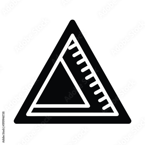 Triangle Ruler With Measurement Marks Icon Vector Illustration