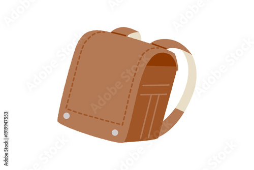 手描き風 茶色いランドセルのベクターイラスト