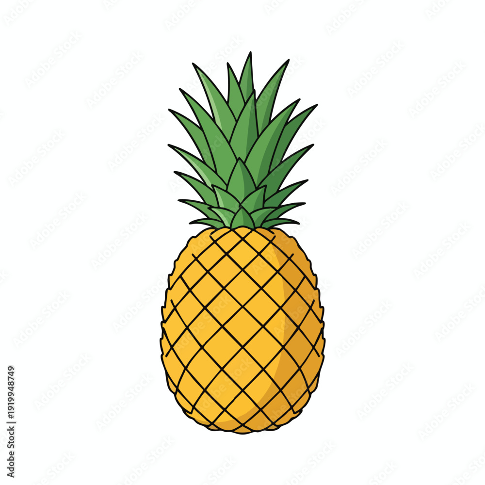 Obraz premium Vibrant Yellow Pineapple Illustration