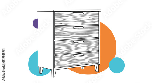 Modern wooden dresser with four wide drawers and a clean design for bedroom storage and home interior furniture decoration.