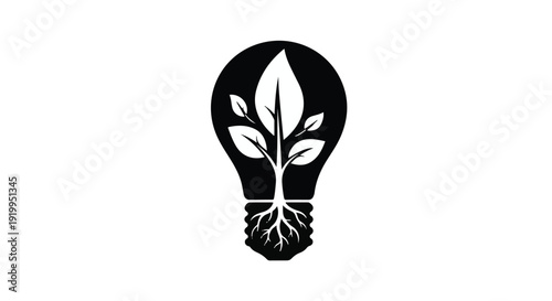 Eco-friendly light bulb with plant growing inside