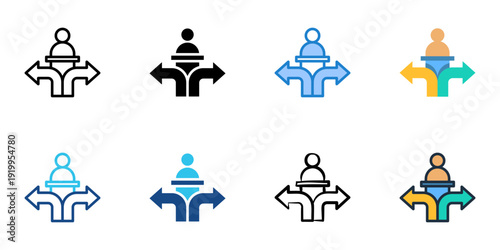 Executive Decision icons set multiple style collection. Editable stroke 
