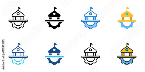 Corporate Governance icons set multiple style collection. Editable stroke 
