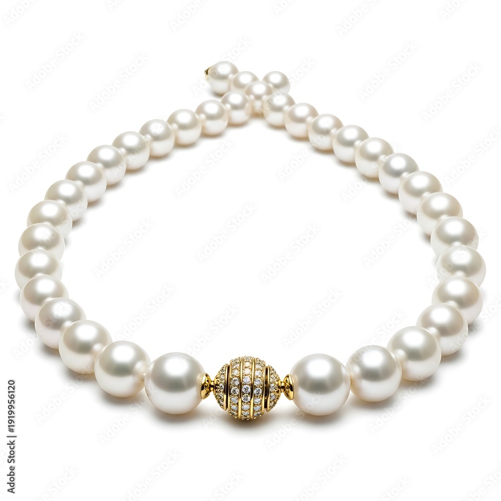 Fototapeta premium Elegant pearl bracelet with a gold accented centerpiece