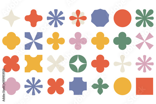 A vector set of four colorful glossy square web buttons featuring a 3d glass design and blank empty shapes for use as modern internet icons or template elements