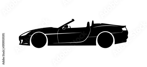 Black Convertible Sports Car Vector Illustration
