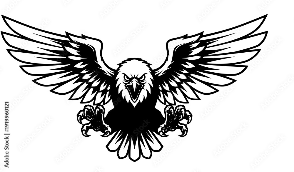 Obraz premium Heraldic eagle emblem spread wings vector crest design