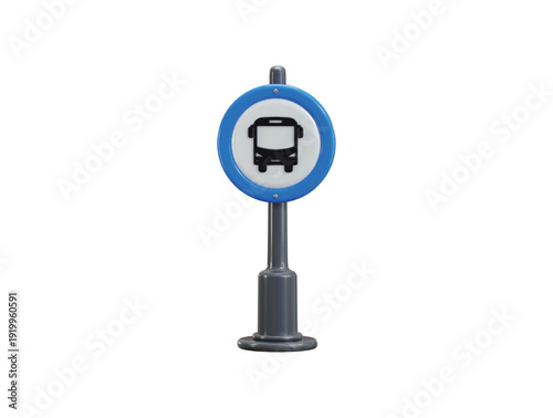 Bus Stop Sign 3d render concept of bus stop sign stand icon vector illustration
