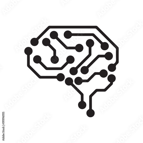 AI (artificial intelligence) icon on white background 