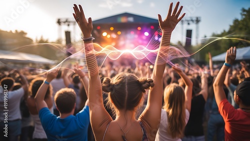 Concert crowd sound waves festival energy