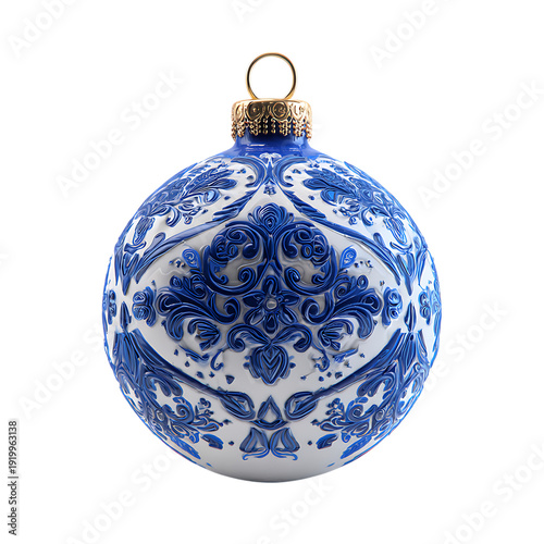 3D Blue Christmas Bauble Icon Decoration